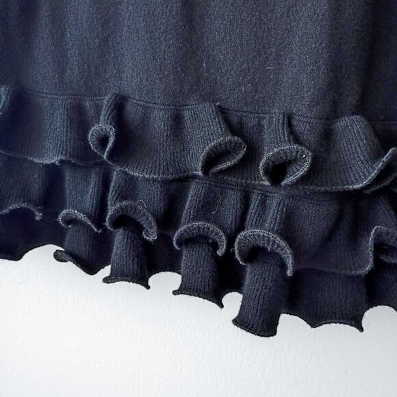 Michael Kors Black Ruffle Trim Sweater Tunic – Long Sleeve Knit Top | Size - Picture 2 of 5